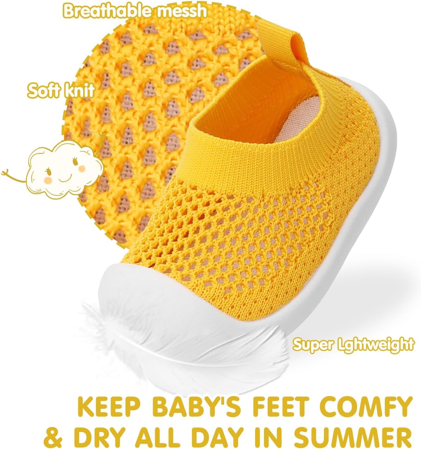 Baby Walking Shoes Toddler Girl Boy Soft Sole Breathable Mesh Slip on Summer Wide Shoes Infant