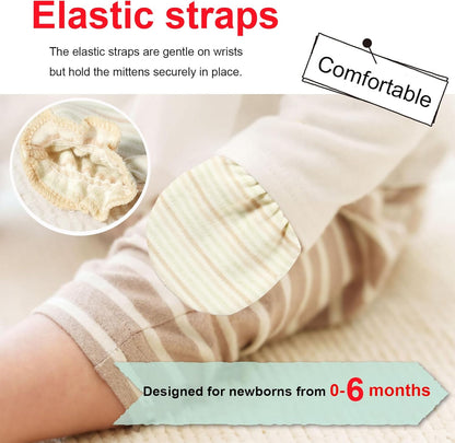 Newborn Mittens No Scratch 100% Cotton Mitts Boy Girl baby mittens 0-6 months 6 Pack