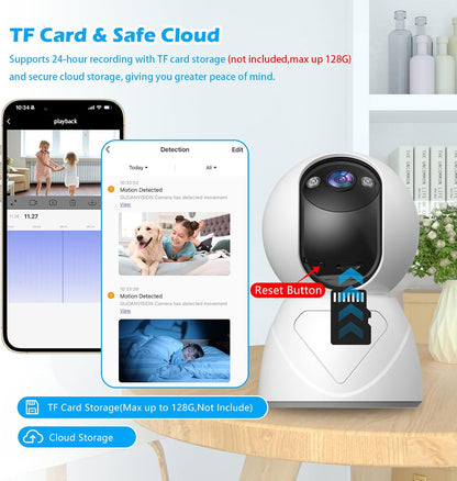 Indoor Pan/Tilt Security Camera, 5G WiFi Home Cameras for Baby Monitor/Pet Camera, Auto-Focus and