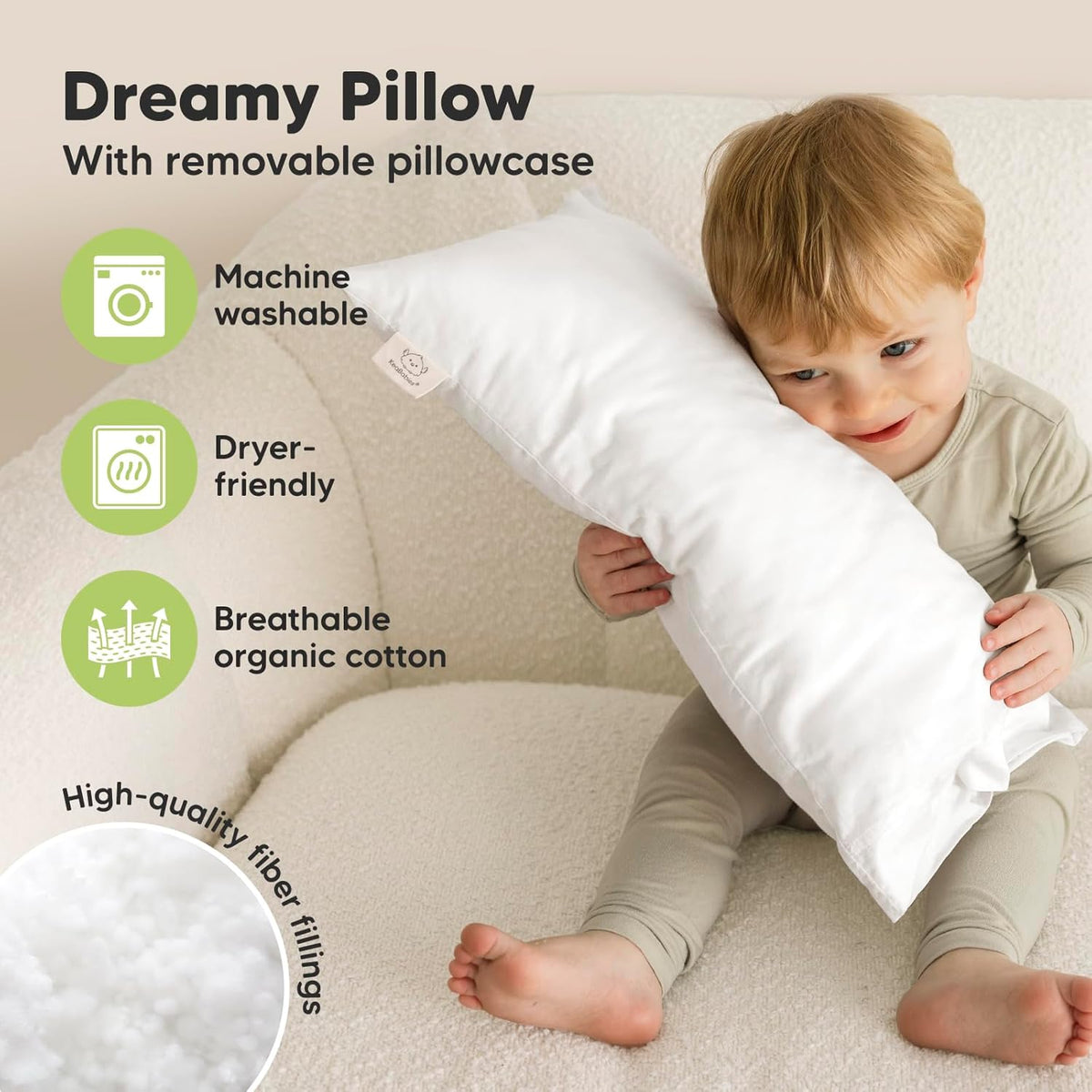 Toddler Pillow with Pillowcase - 10x18 My Little Dreamy Kids Travel Bed Pillows for Sleeping