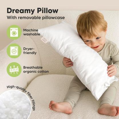 Toddler Pillow with Pillowcase - 10x18 My Little Dreamy Kids Travel Bed Pillows for Sleeping