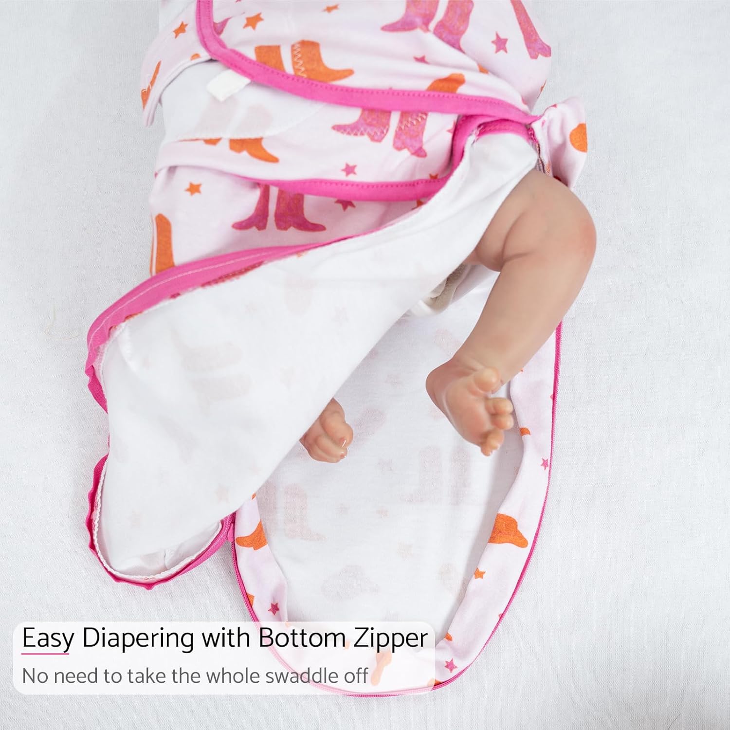 LollyBanks Baby Swaddles 100% Organic Cotton, 0-3 Months Baby Girl Swaddles with Easy Change