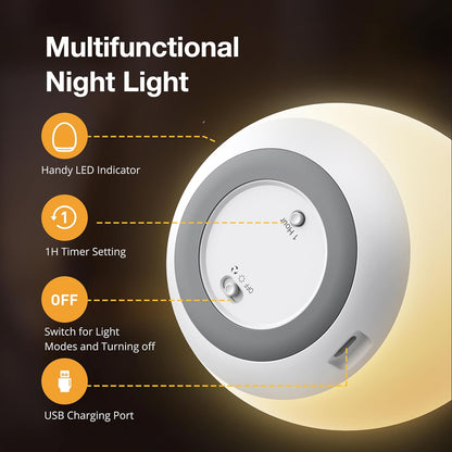 JolyWell Night Light for Kids, Baby Egg Light with 7 Colors Changing Mode & Stepless Dimming