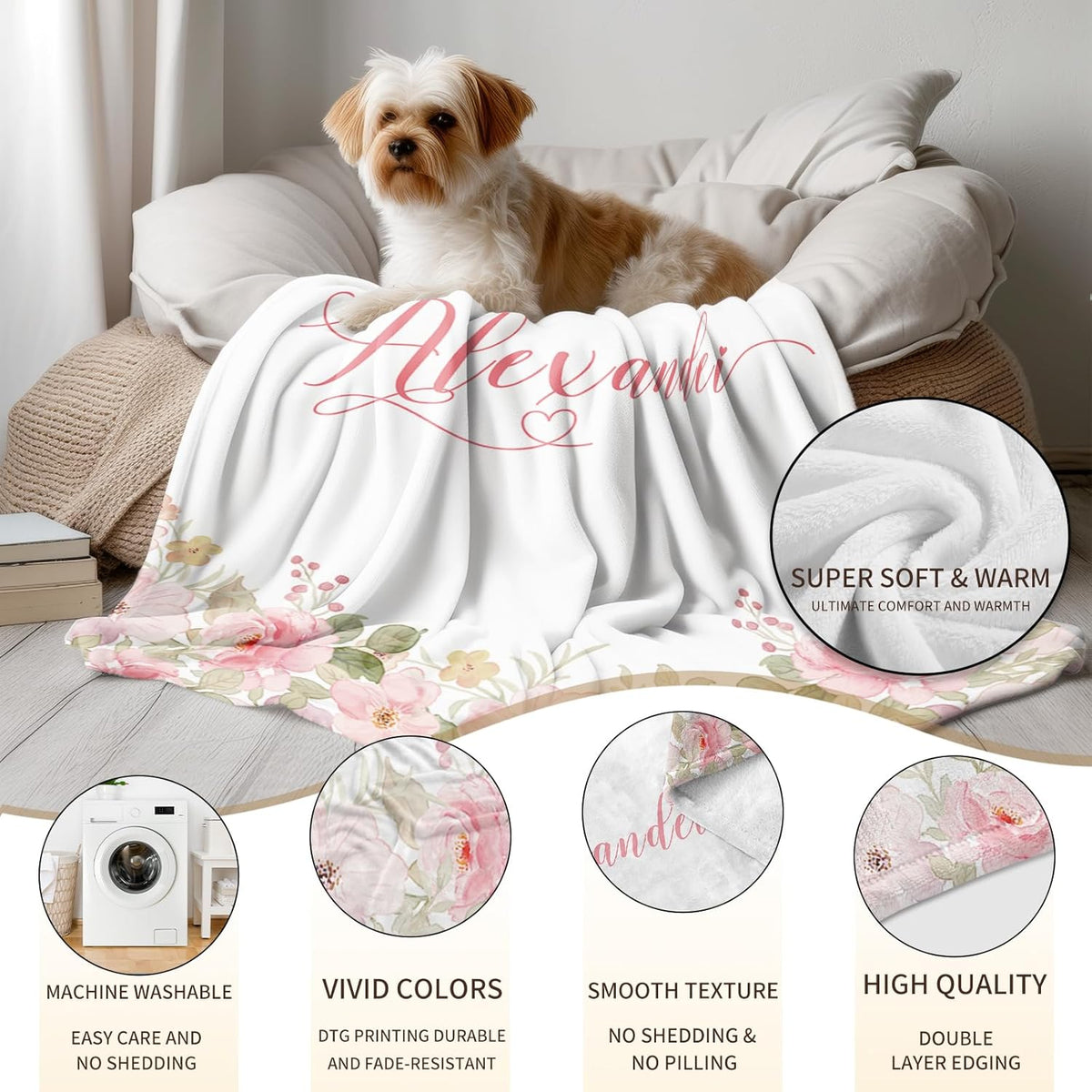Ship Next Day, Personalized Baby Blankets - Printed in USA, Custom Name Blanket, Baby Blanket with