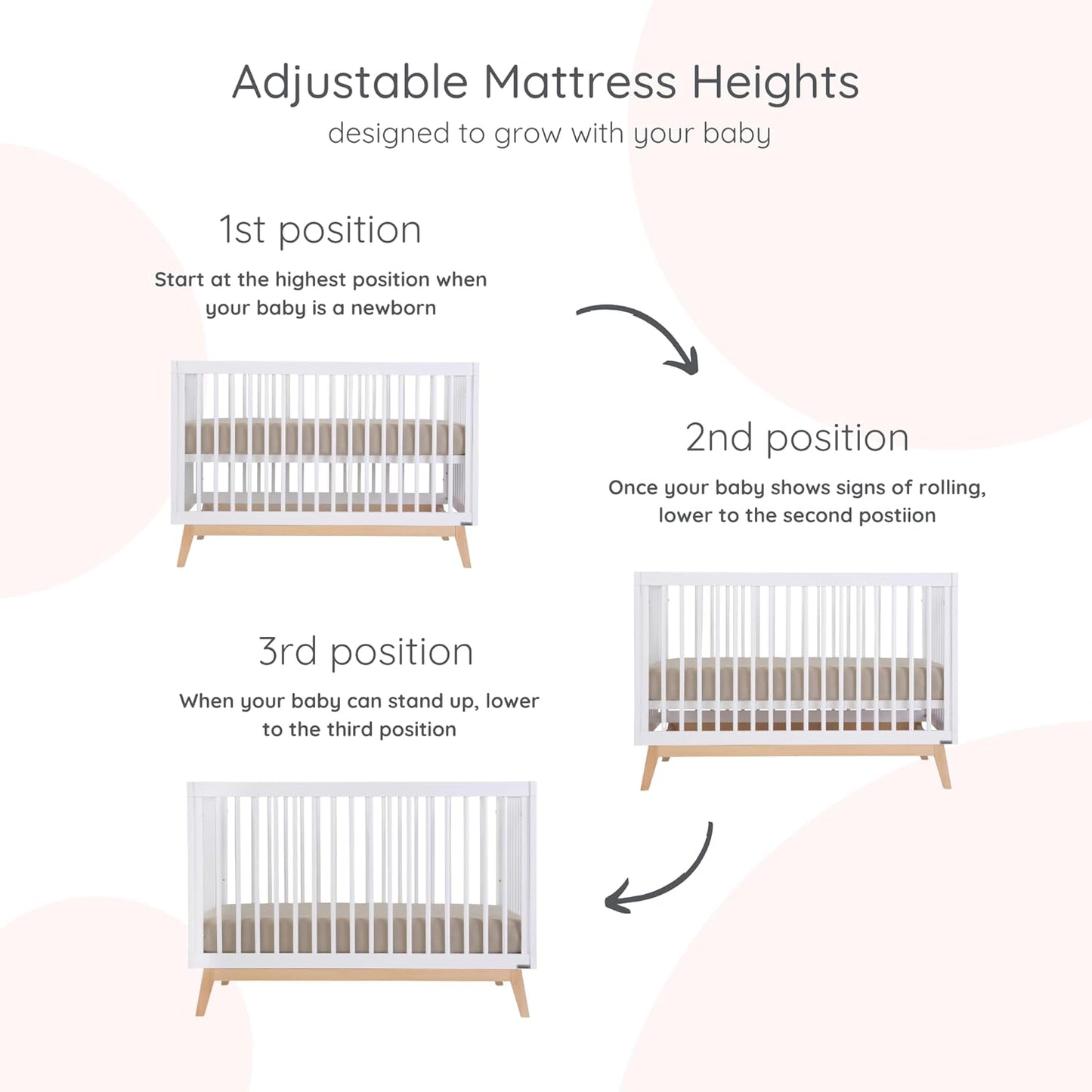 dadada Baby Soho 3-in-1 Convertible Wooden Crib to Toddler Bed - Made in Italy, GREENGUARD Gold