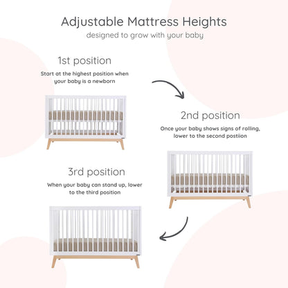 dadada Baby Soho 3-in-1 Convertible Wooden Crib to Toddler Bed - Made in Italy, GREENGUARD Gold