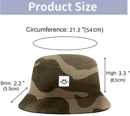 Kids Sun Hat Smile Face Bucket Hat for Girls Boys Summer Sun Protection Cotton Unisex Beach Cap