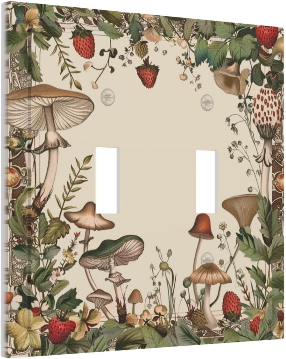 Decorative Switch Covers Plate Rustic Mushroom Garden Red Strawberry 2 Gang Wall Plate Unique