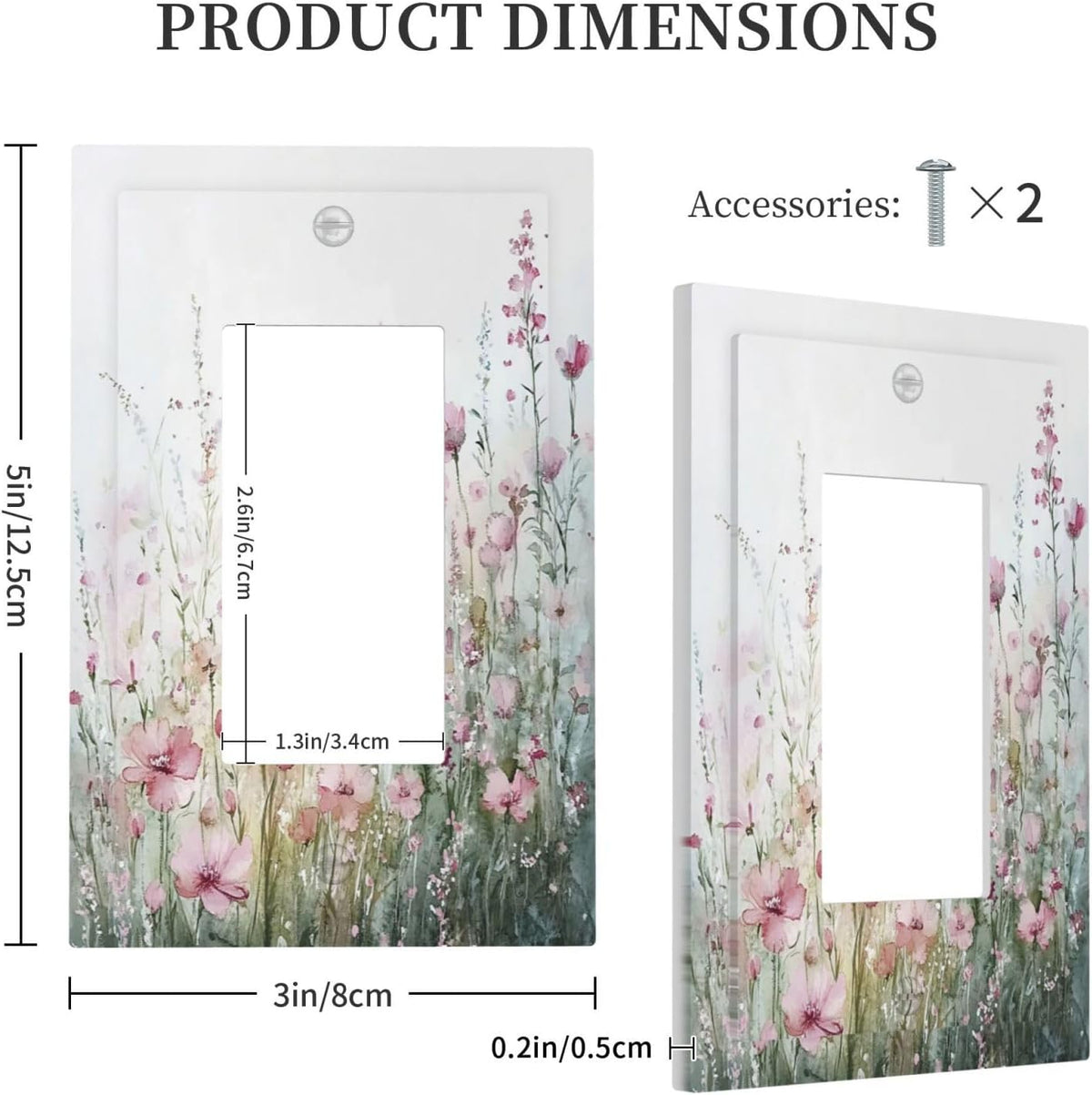 Decorative Outlet Covers Wildflower Botanical Watercolor Floral 1 Gang Single Rocker Light Switch