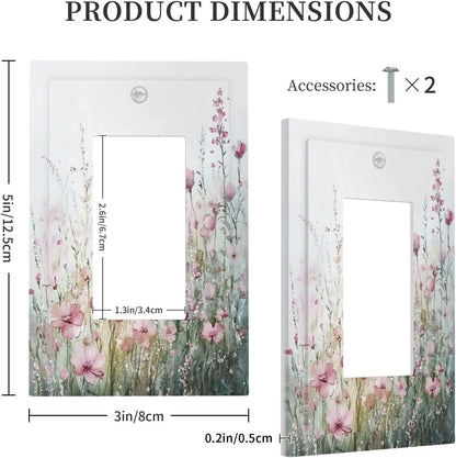 Decorative Outlet Covers Wildflower Botanical Watercolor Floral 1 Gang Single Rocker Light Switch