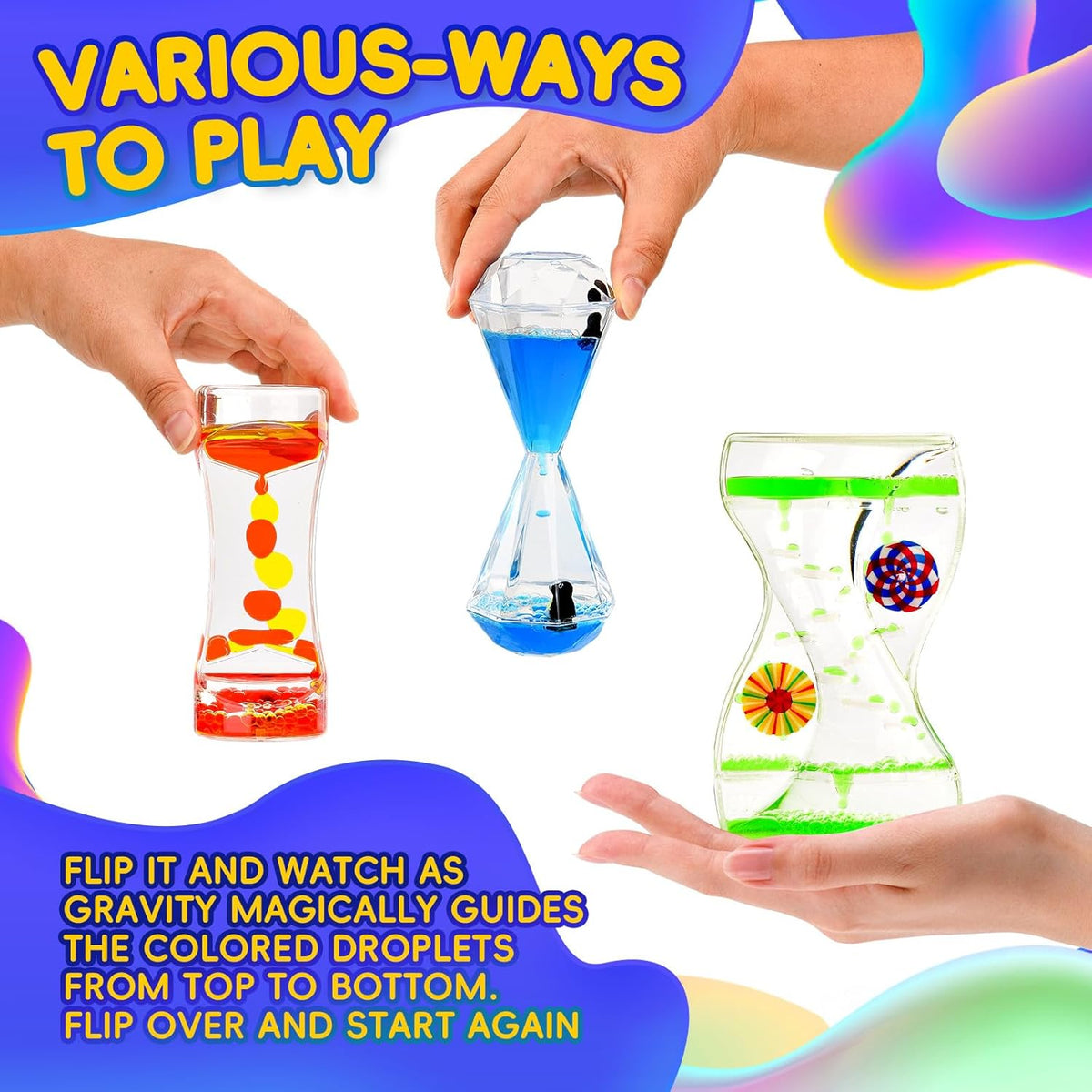3 Types Liquid Motion Bubbler Liquid Timers for Kids Sensory Fidget Toys Small Calming Toys Autism