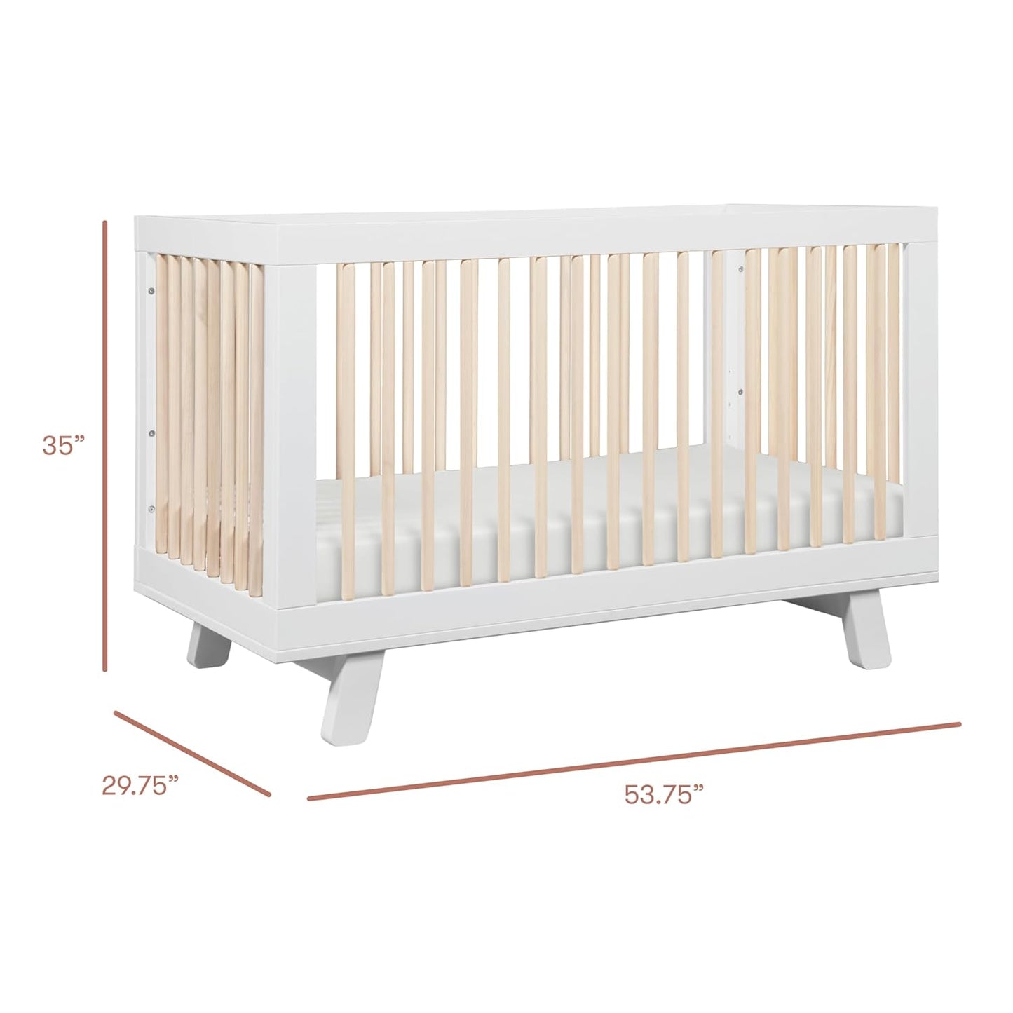 Babyletto Hudson 3-in-1 Convertible Baby Crib with Wooden Toddler Bed & Daybed Conversion - Easy to