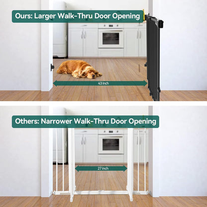 Babelio 26-43" No Bottom Bar Baby Gate for Babies, Elders and Pets, 2-in-1 Hardware Mount Dog Gate