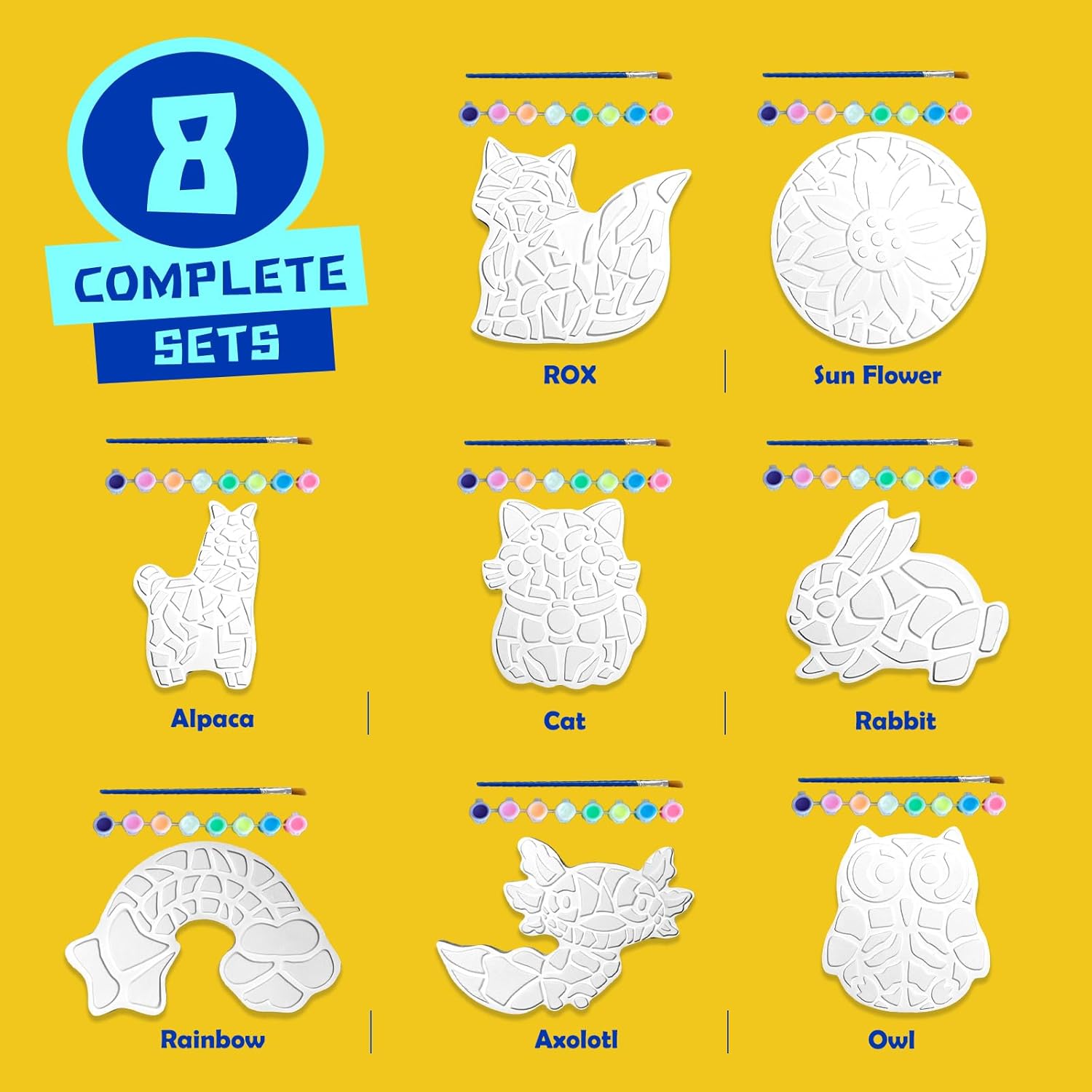 EggSun 8Pcs Stepping Stones Painting Craft Kit for Kids 4 8 6, DIY Garden Stones Outdoor Paint Your