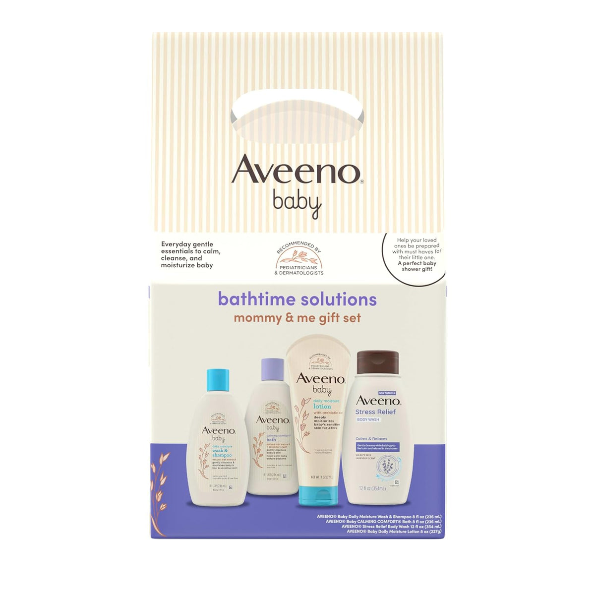 Aveeno Baby Bathtime Solutions Mommy & Me Gift Set, Baby Wash & Shampoo, Calming Bath, Daily