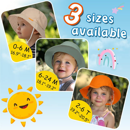Baby Sun Hat Kids Summer UPF 50+ Toddler Bucket Hat Wide Brim Adjustable Beach Hats for Boys Girls