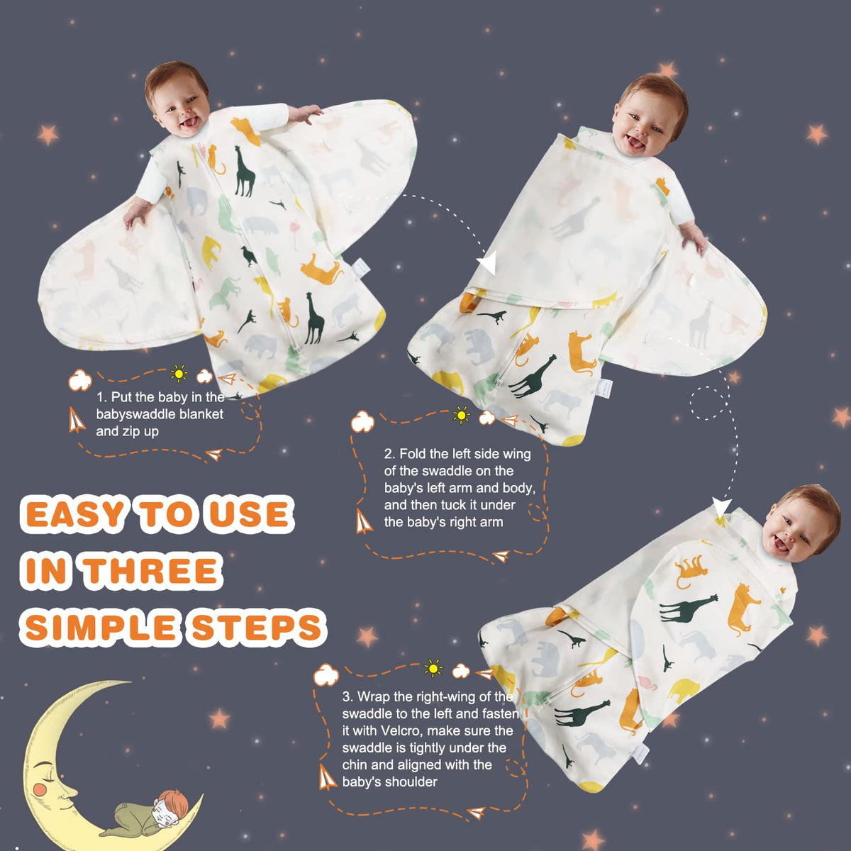 Swaddle-Blanket Baby Girl & Boy Swaddles Newborn Infant Transition 100% Cotton Wrap Blankets, 3-Way