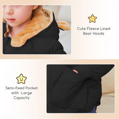 TUONROAD Baby Girls Coats for 6 Months-5 Years Toddlers Boy Winter Jacket Warm Bear Hooded Outdoor