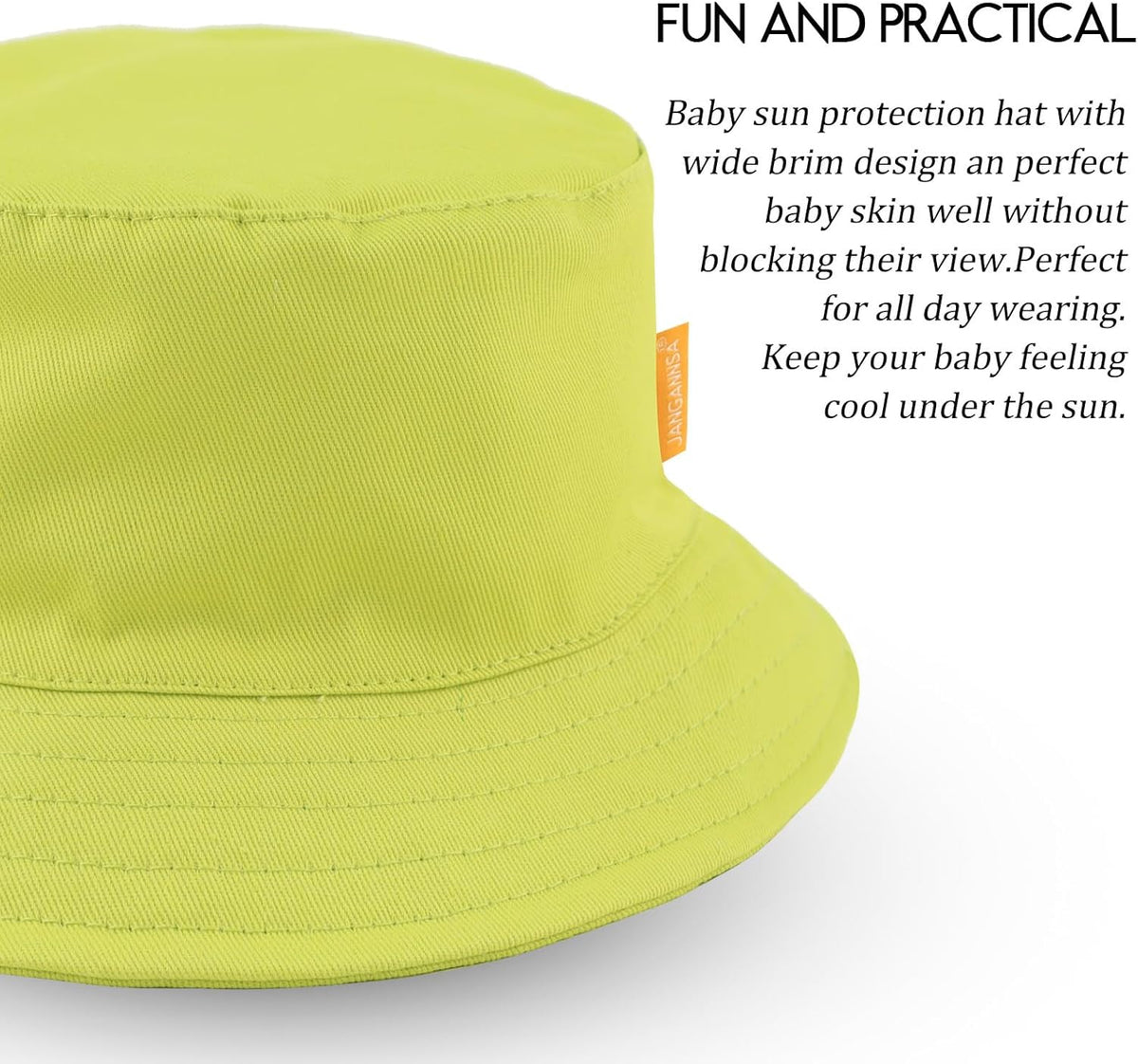 JANGANNSA Cotton Baby Sun Hat Infant Toddler Boys Girls Bucket Hats Summer Sun Protection Kids