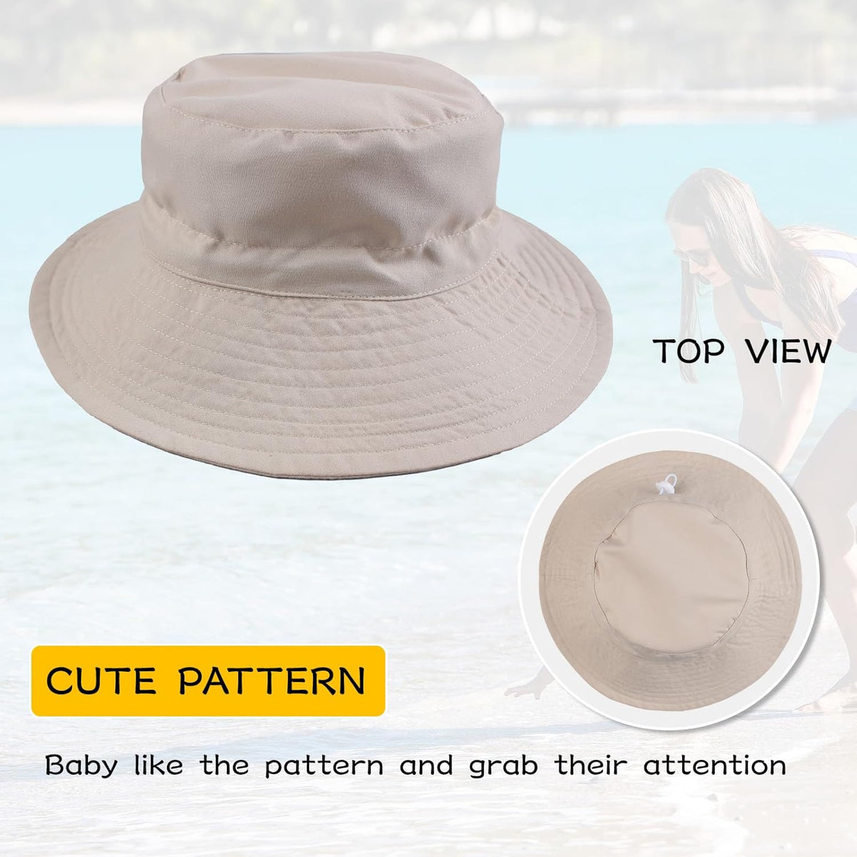 Peecabe Summer Baby Sun Hat for Boys Girls UPF 50+ Wide Brim Toddle Bucket Hat Adjustable Baby