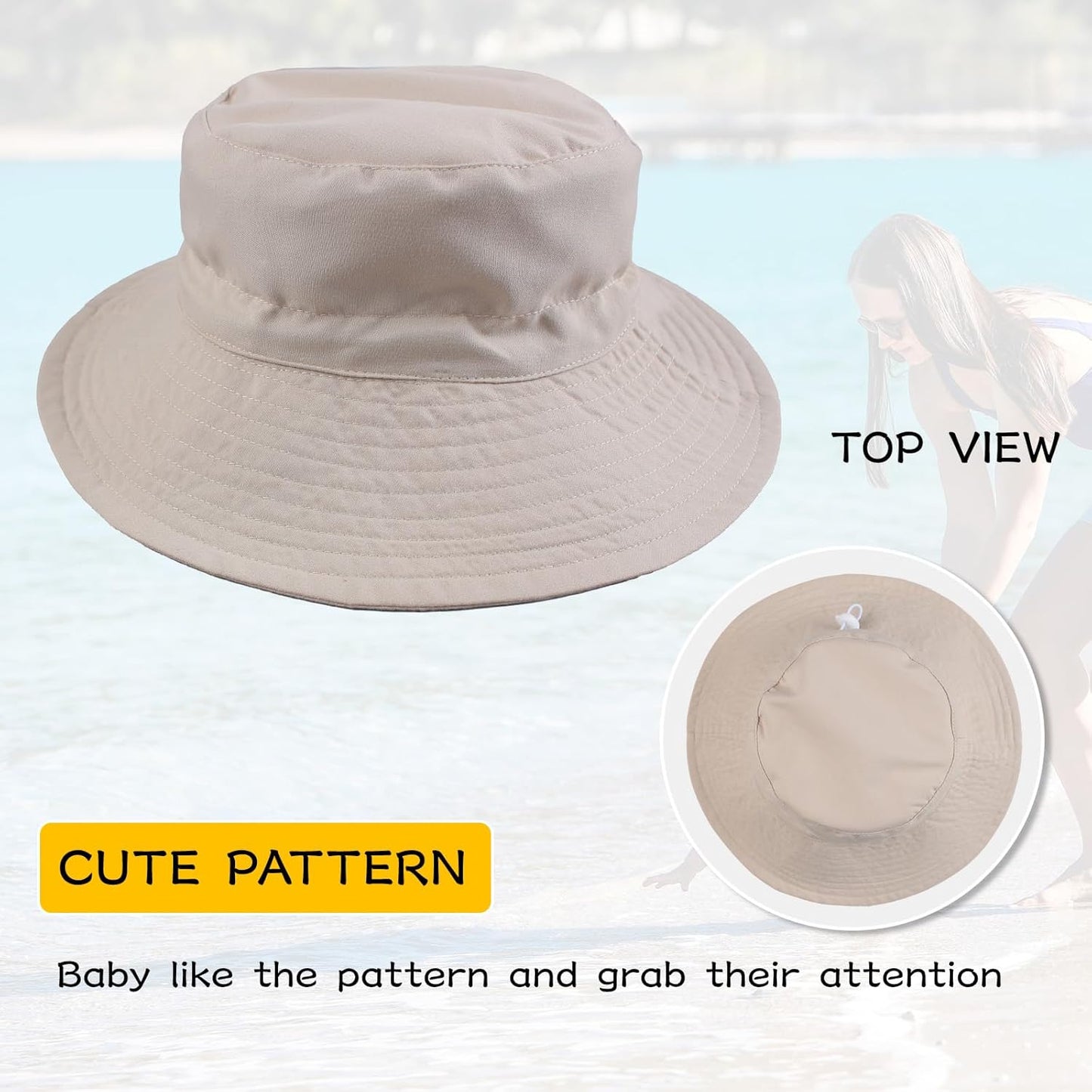 Peecabe Summer Baby Sun Hat for Boys Girls UPF 50+ Wide Brim Toddle Bucket Hat Adjustable Baby