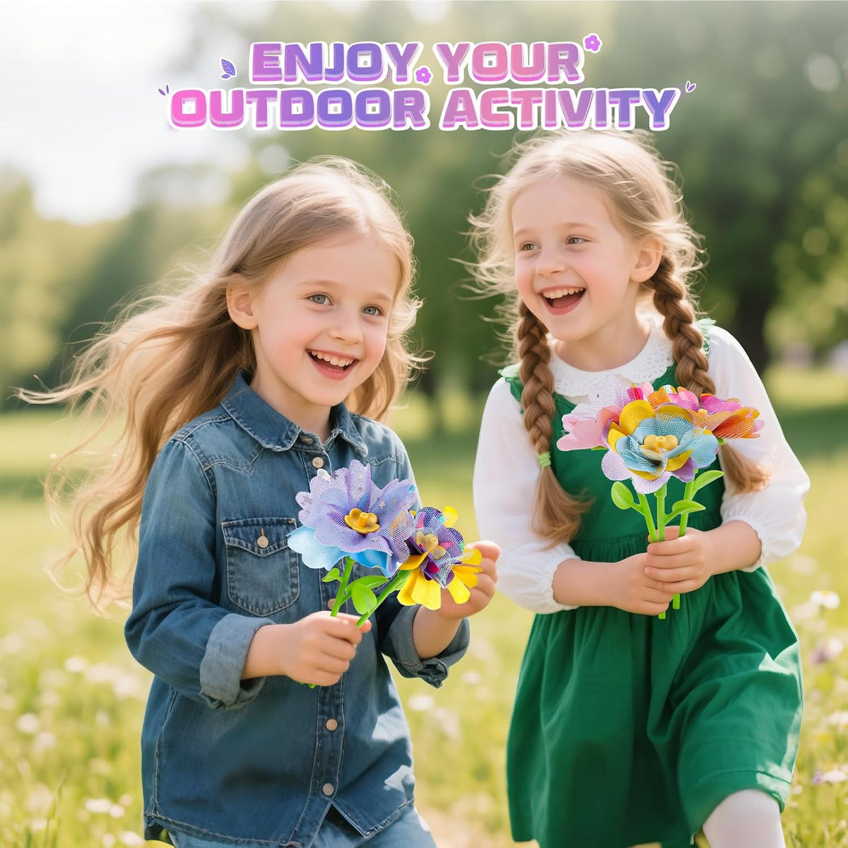 Plunack Flower Bouquets Toys for Kids Age 4-8, Flower Press Kit DIY Flowers Making Craft Kit for 4