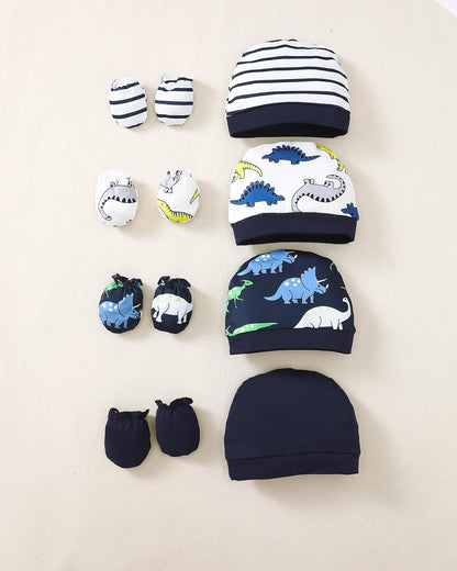 NZRVAWS Newborn Baby Boy Girl Clothes Unisex Infant Romper Pants Set Hat 4-Pack Outfits 0-12 Months