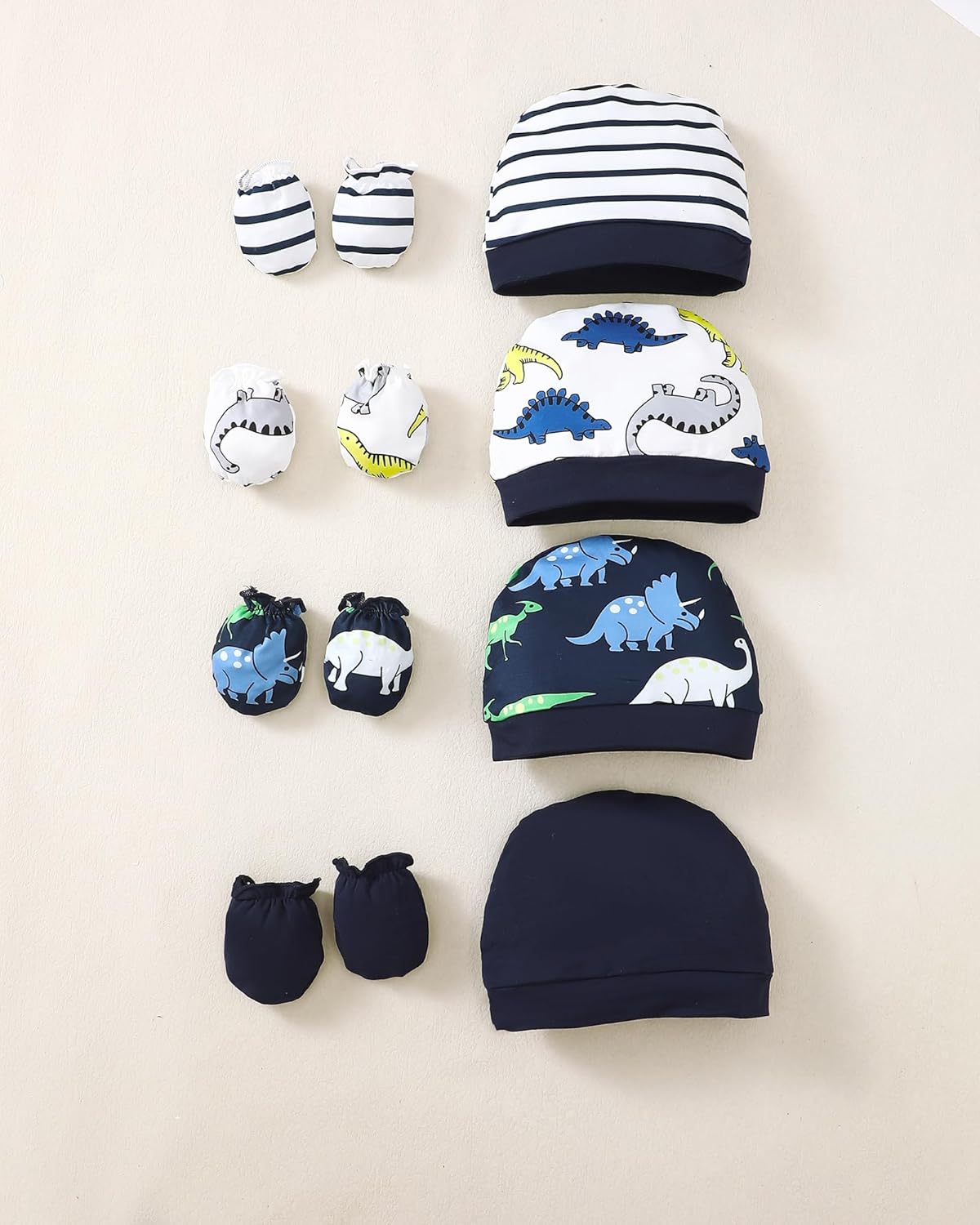 NZRVAWS Newborn Baby Boy Girl Clothes Unisex Infant Romper Pants Set Hat 4-Pack Outfits 0-12 Months