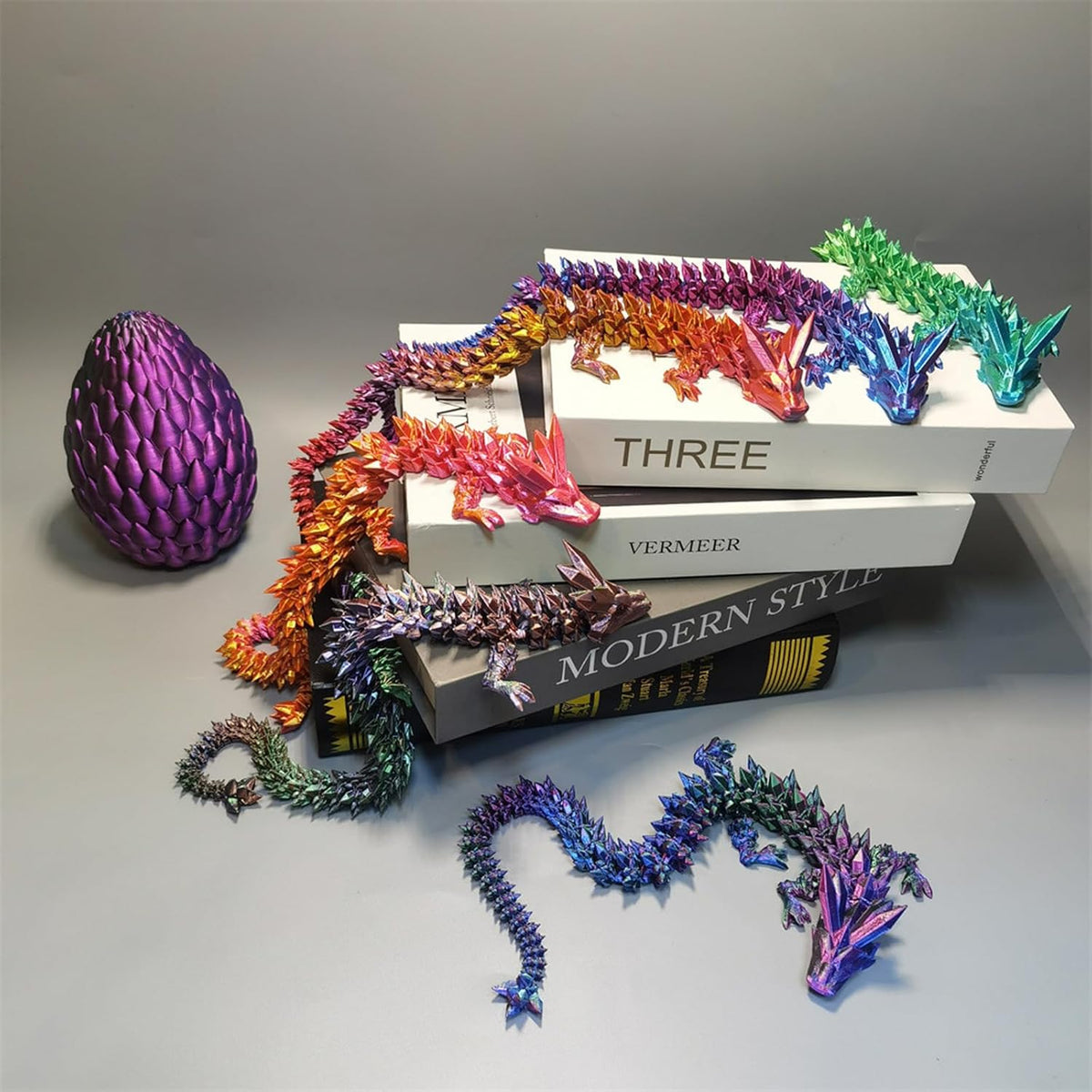 12inch 3D Printed Dragon Egg,Mystery Crystal Dragon Fidget Toys,Articulated Dragon,Home Desk Decor