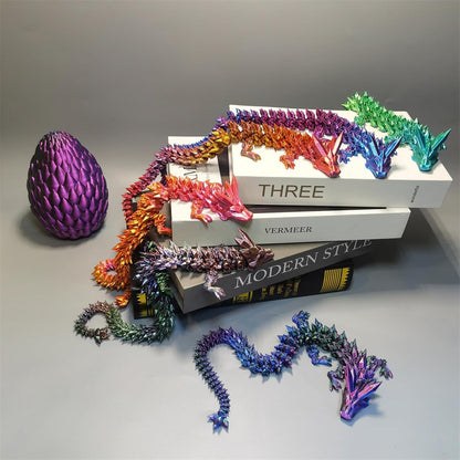 12inch 3D Printed Dragon Egg,Mystery Crystal Dragon Fidget Toys,Articulated Dragon,Home Desk Decor