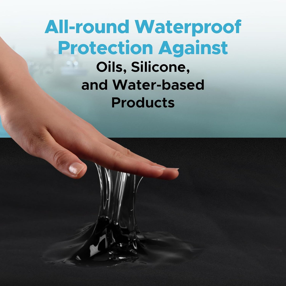 Black Waterproof Flat Play Sheet (79”x79”), Mattress Topper, Protector Cover, Safe with Oil