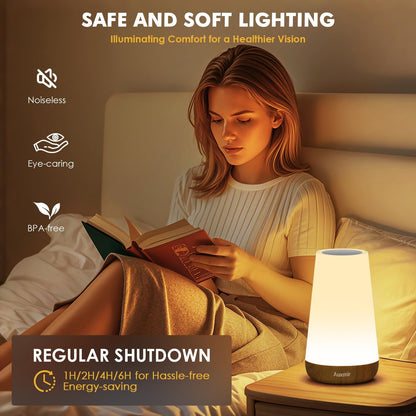 Night Light, Dimmable Touch Lamp for Bedroom, 13 RGB Colors & 5 Brightness, Portable Rechargeable