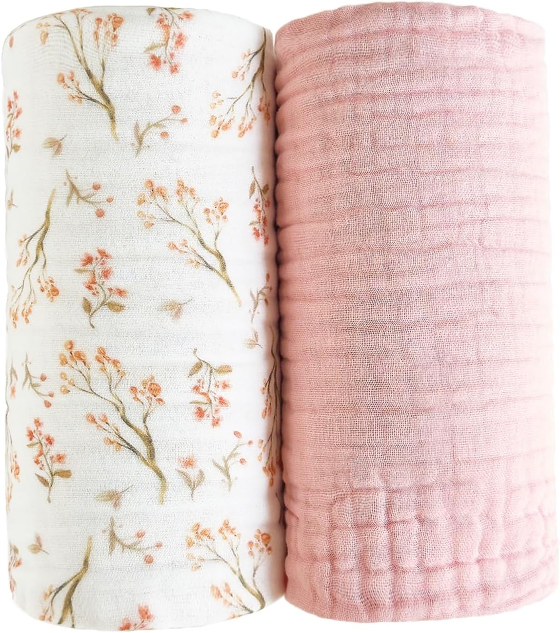 Pack of 2 Ultra Soft Muslin Baby Blankets for Girls Boys Breathable Lightwight Cotton Muslin