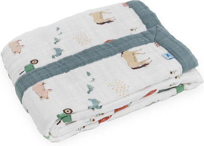 Little Unicorn Newborn Receiving Quilt | Ultra- Soft, Multi-Layered Muslin Fabric | Gift for