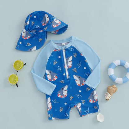 Hnyenmcko Baby/Toddler Boy Rash Guard Swimsuit Long Sleeve One Piece Zipper Swimwear Sunsuit Infant