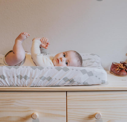 Changing Pad Cover - Cradle Sheets Fits Baby Mattress Sheet 36" X 18 - Unisex Grey Sage Diamond - 2