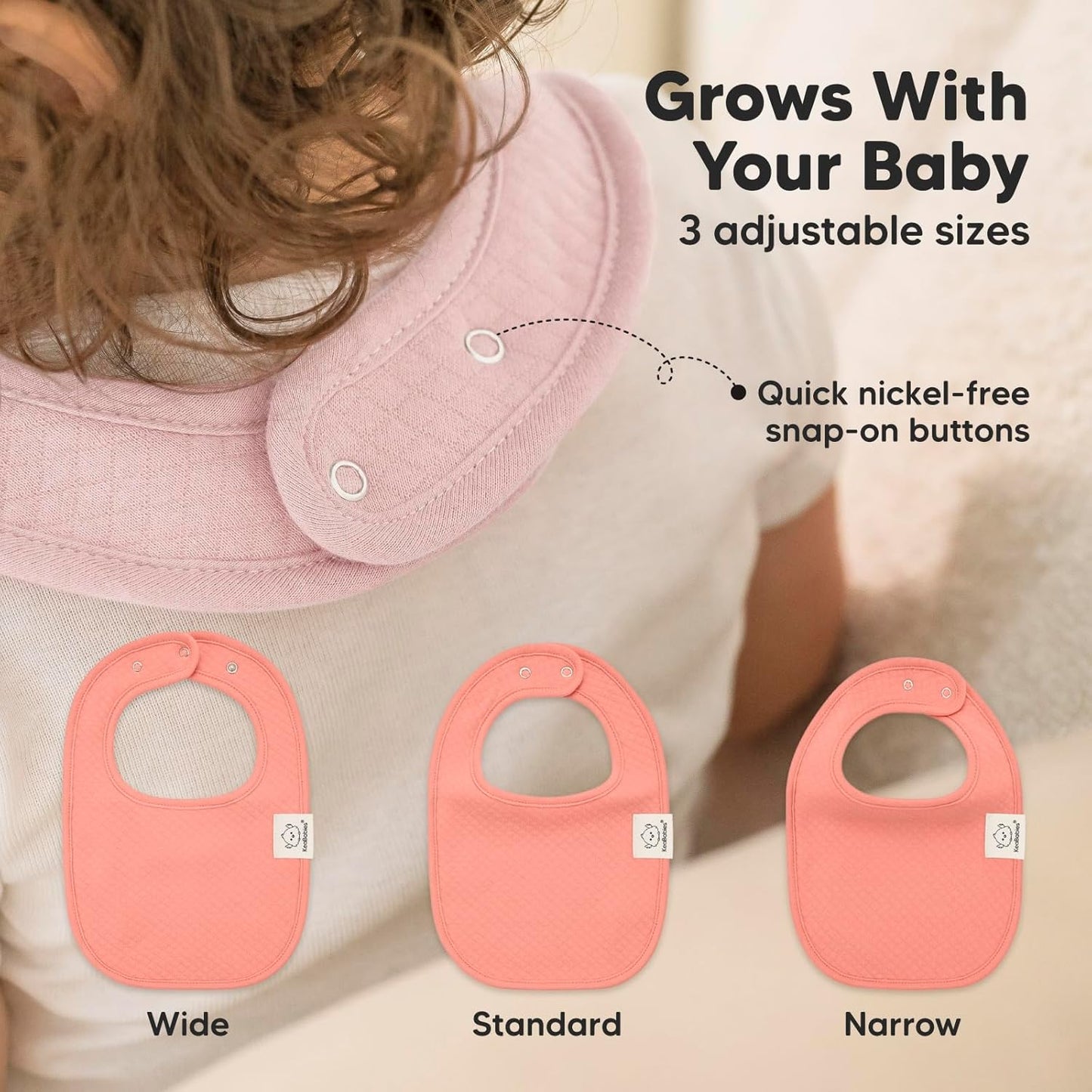 8-Pack Organic Baby Bibs for Girls, Boys - Quilted Cotton Cloth Baby Drool Bibs for Drooling and