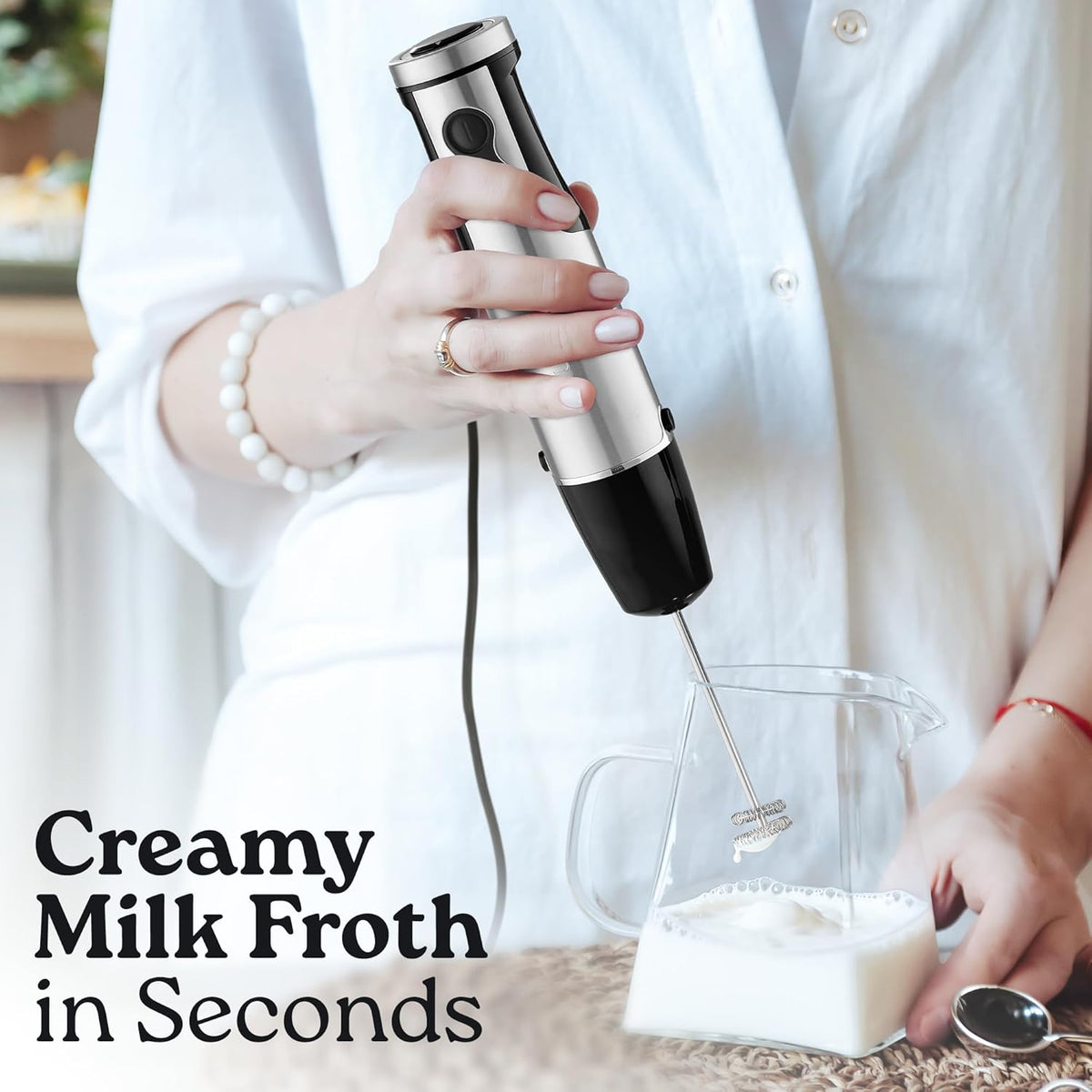Zulay 4-in-1 Immersion Stick Mixer Hand Blender - 800 Watts, 12 Speeds, 5-ft Power Electric Cord