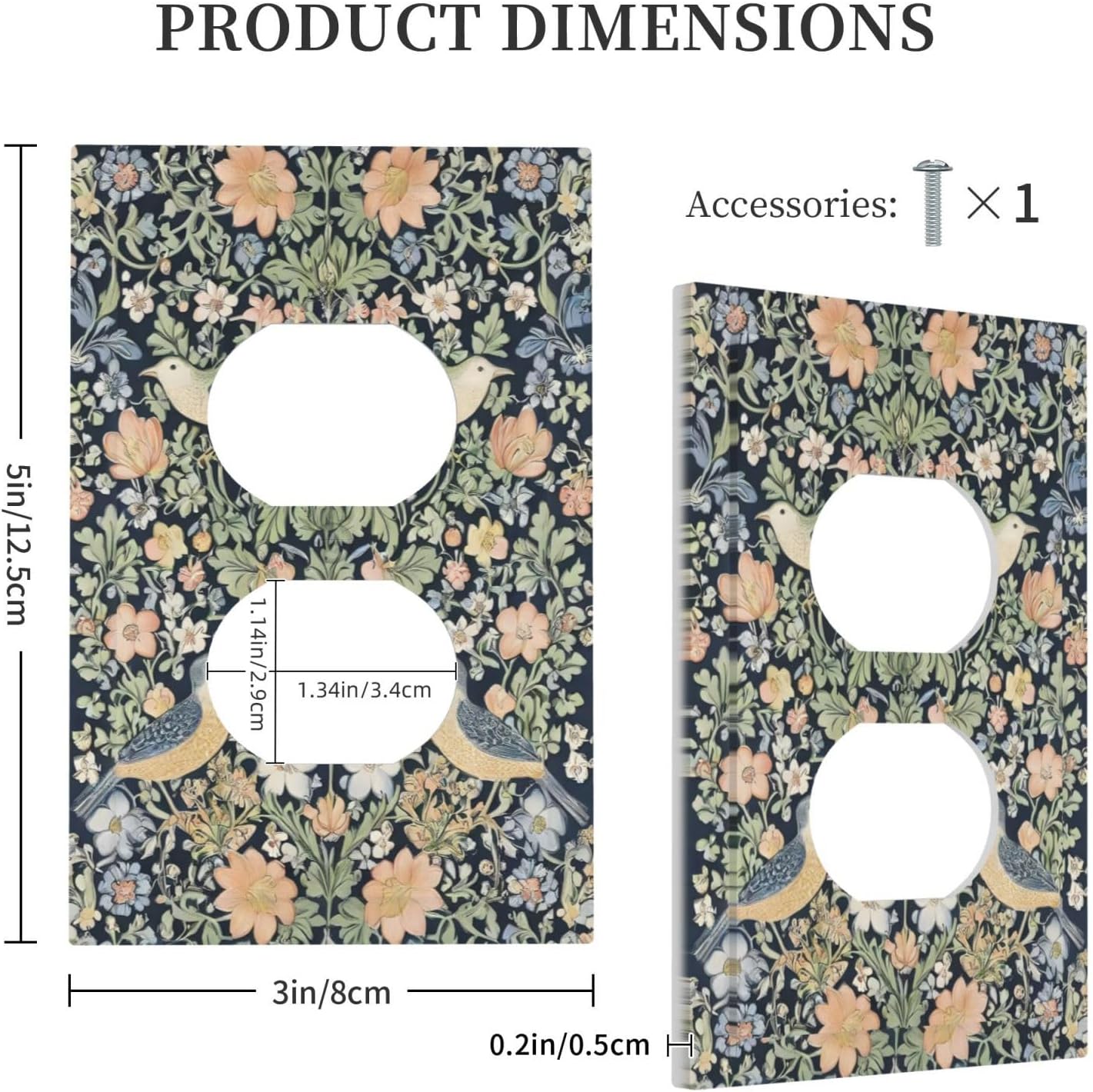 Decorative Outlet Covers Rustic Morris Birds Green Leaf Flower 1 Gang Duplex Light Switch Cover