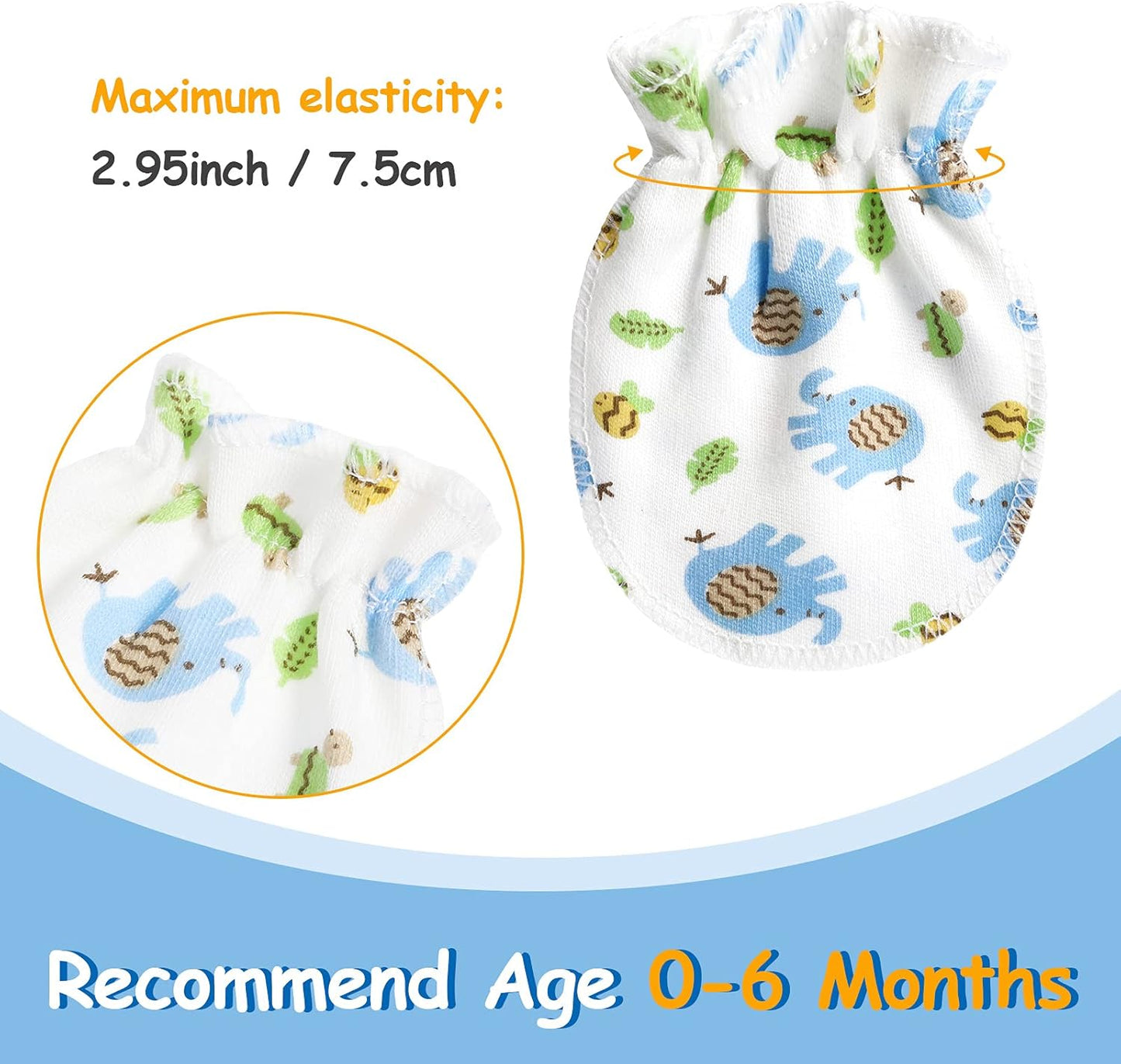 Geyoga 24 Pairs Newborn Baby Boy Girl Mittens 0-6 Months Newborn No Scratch Mittens Soft Elastic