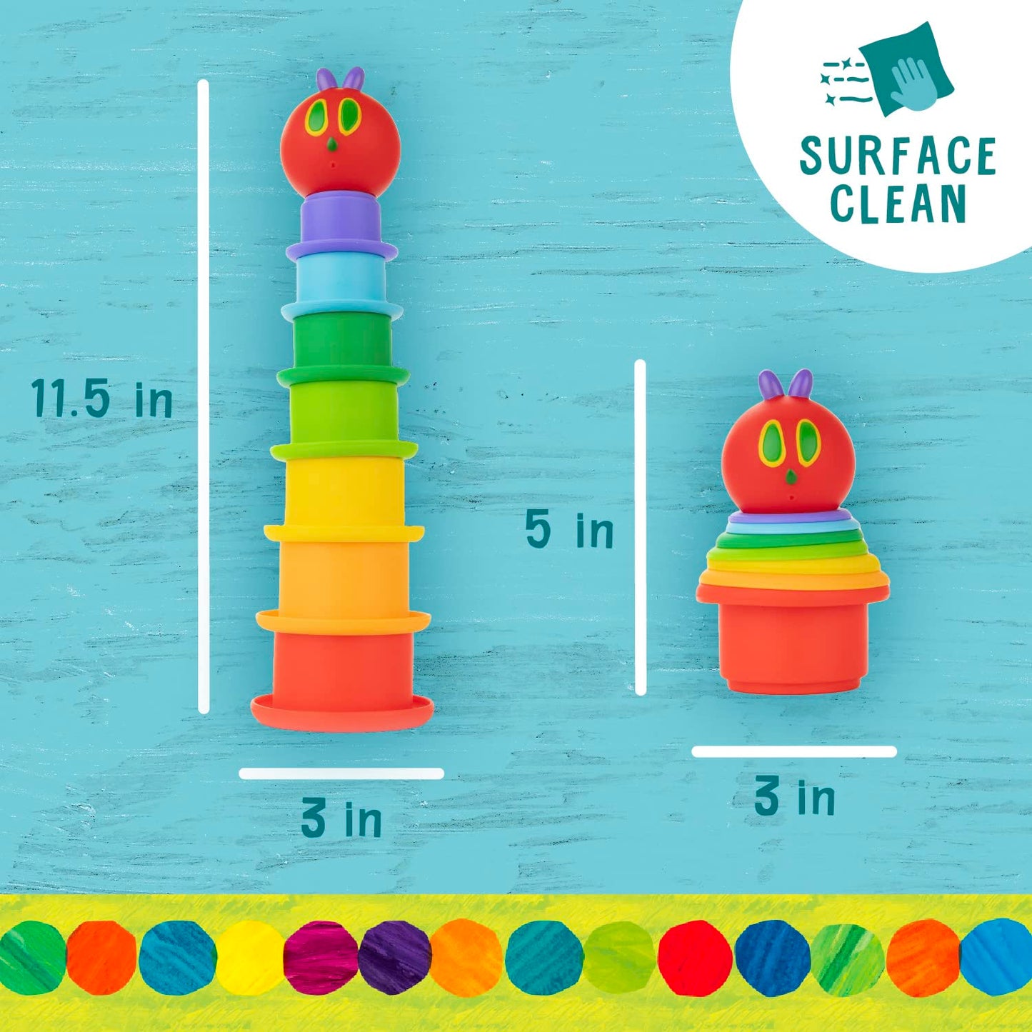 Kids Preferred World of Eric Carle The Very Hungry Caterpillar Bath Time Stacking Cup Set with