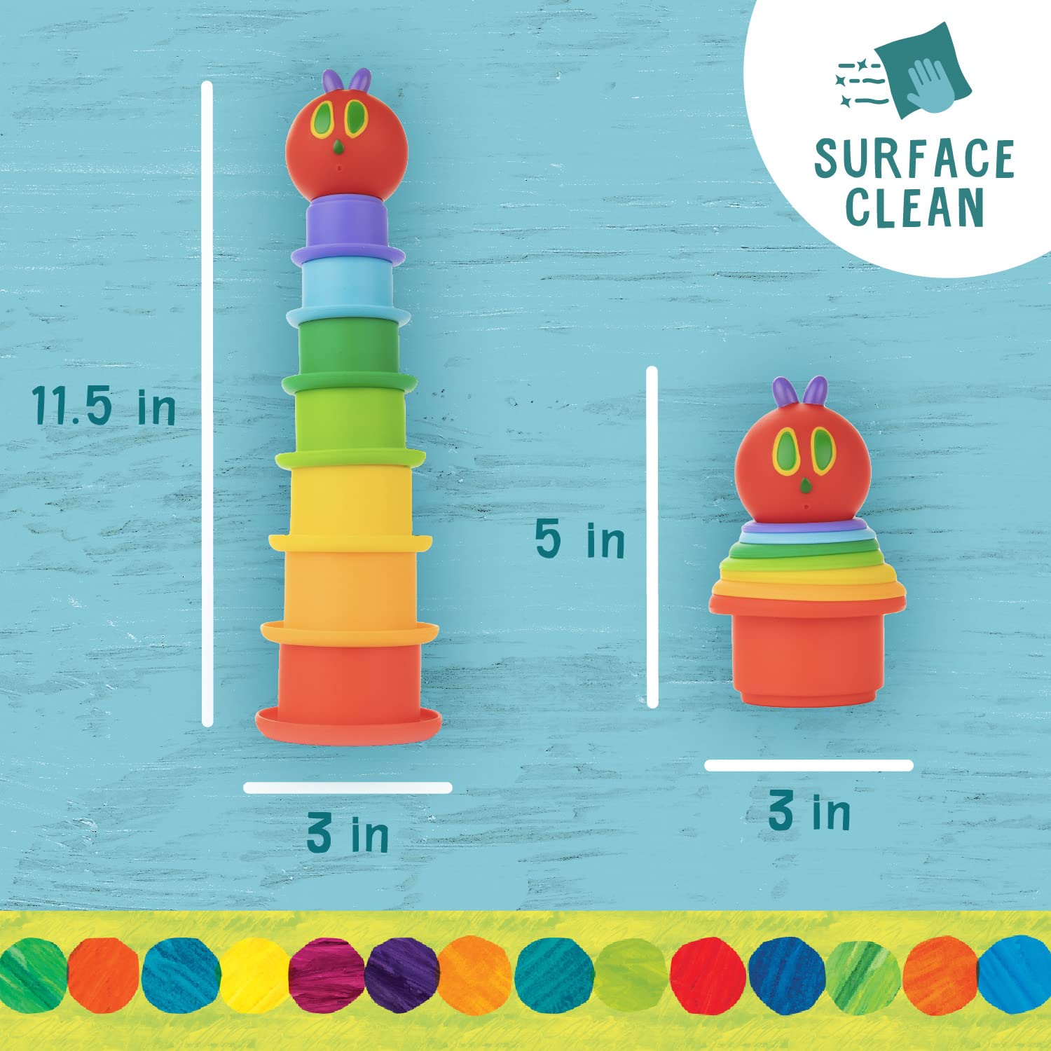 Kids Preferred World of Eric Carle The Very Hungry Caterpillar Bath Time Stacking Cup Set with