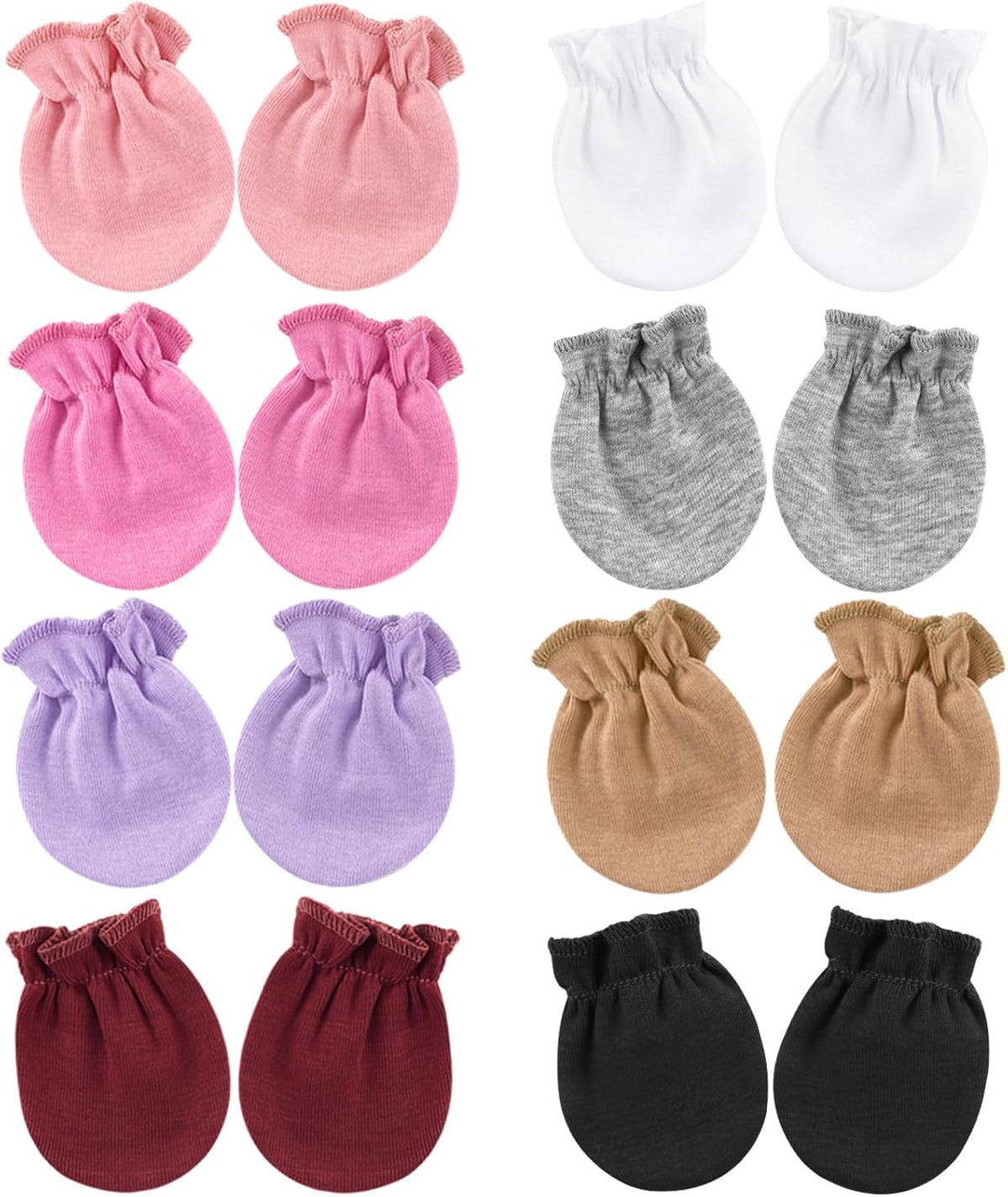 BQUBO Newborn Infant Toddler Mittens No Scratch Cotton Elastic Wrist Gloves Hypoallergenic for 0-6