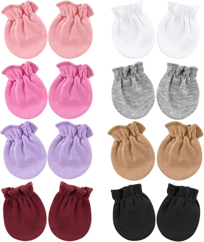 BQUBO Newborn Infant Toddler Mittens No Scratch Cotton Elastic Wrist Gloves Hypoallergenic for 0-6