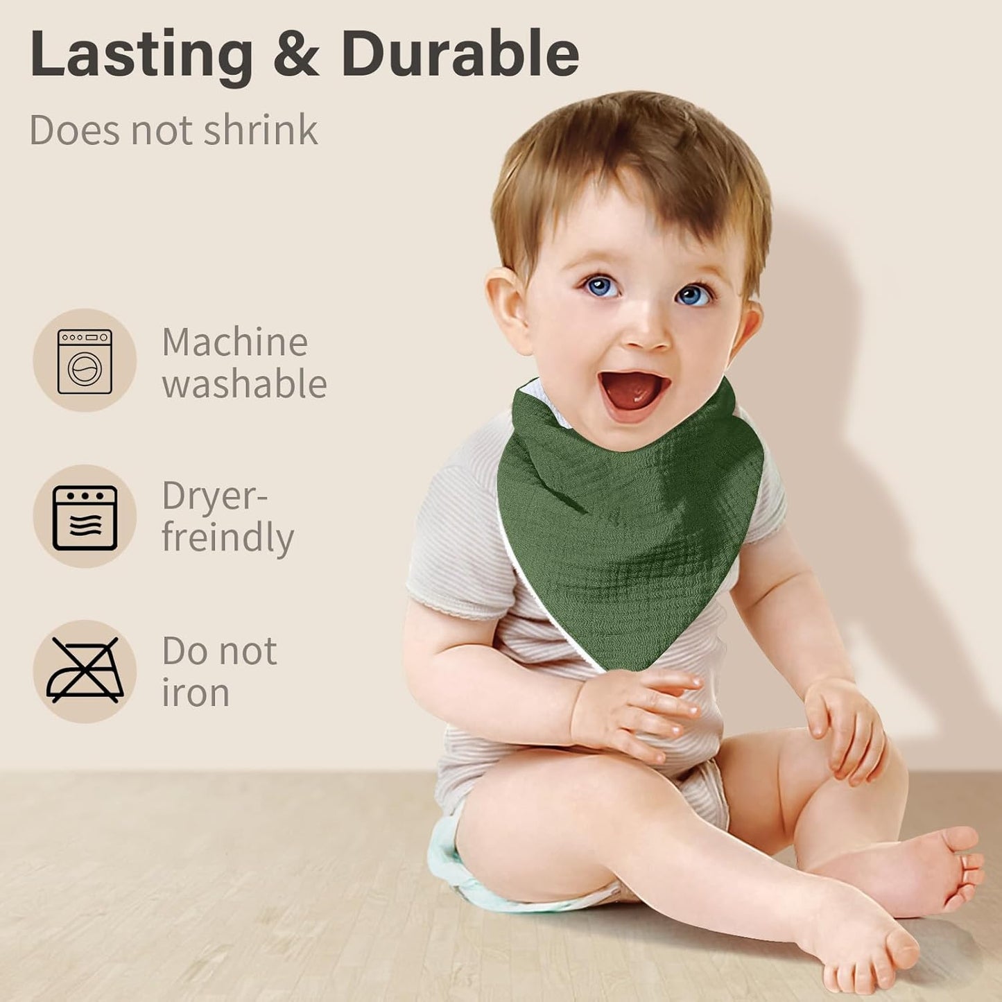 Muslin Baby Bibs,Soft Triangular Baby Bandana Drool Bibs for Baby Boy Girl,Solid Colors Bib for