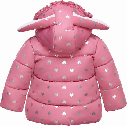 Rokka&Rolla Baby Girls' Water-Resistant Soft Mini Fur Lined Puffer Jacket Winter Coat for Newborn