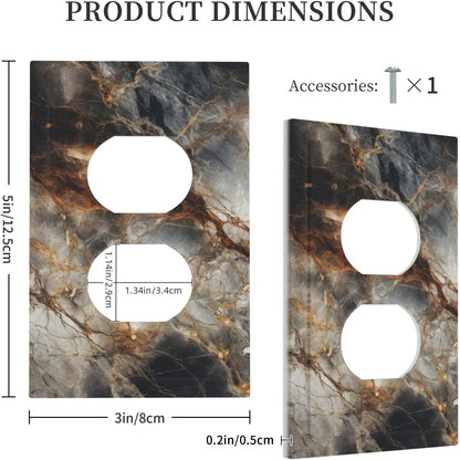 Brown Marble Granite Golden Lines Print Outlet Covers 1 Gang Duplex Light Switch Cover Decorative