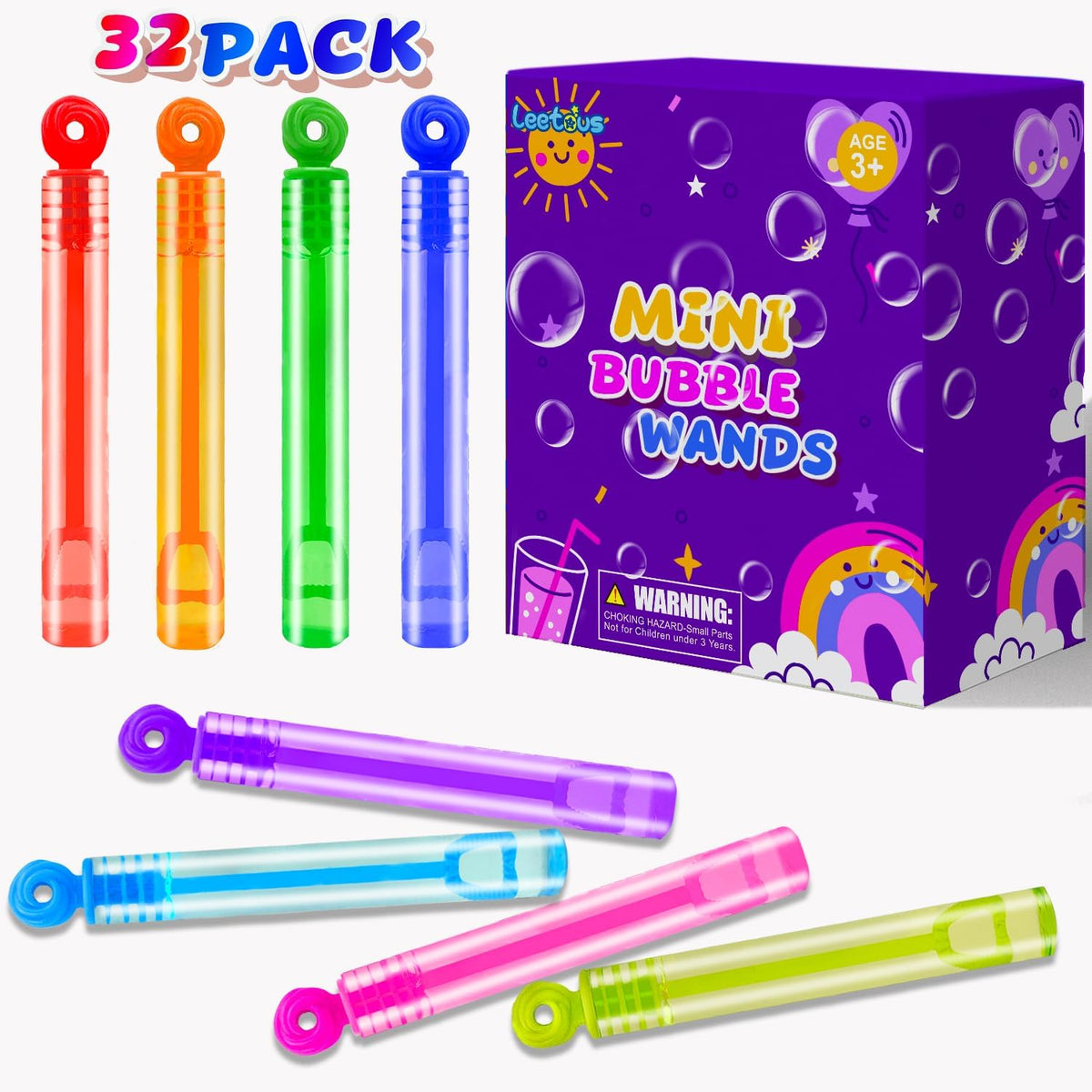 Kids Party Goodie Gift Bag Stuffer Fillers,32 Pack Mini Bubble Wand Toys,Small Halloween Pinata