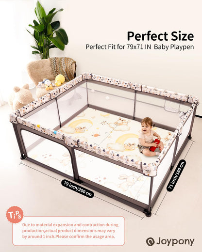 Baby Play Mat, 79" X 71" X 0.6" Extra Large & Thick Reversible Foldable Play Mats for Babies and