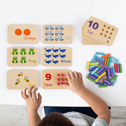 TOOKYLAND Peg Board Toddler Toys, Counting Wooden Toys with 55 Pegs